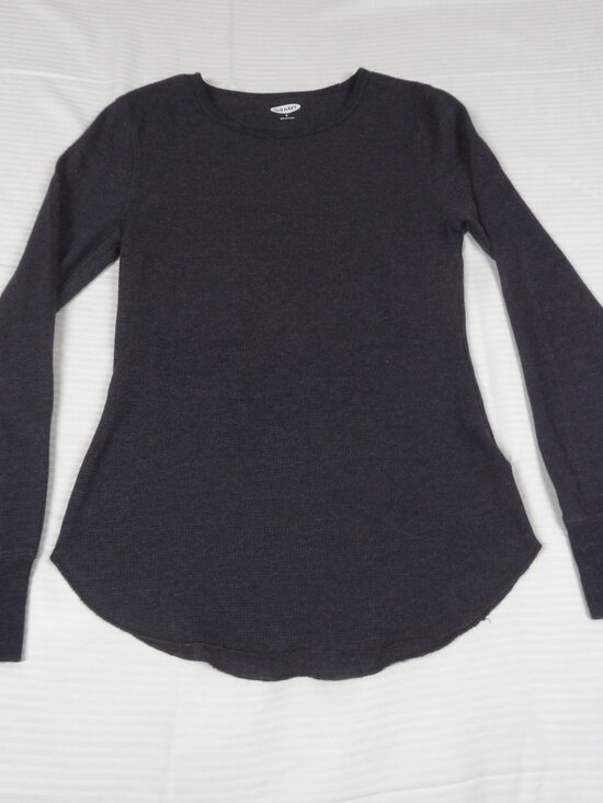 Old Navy Tops - OLD NAVY DARK GRAY LONG SLEEVE WAFFLE WEEVE MEDIUM WOMENS T-SHIRT L816